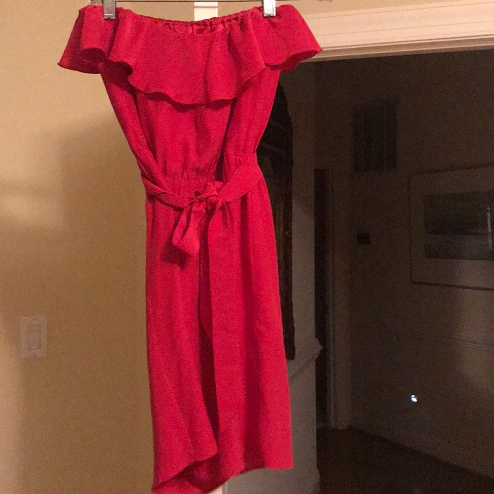 Amanda Uprichard fuchsia strapless silk dress